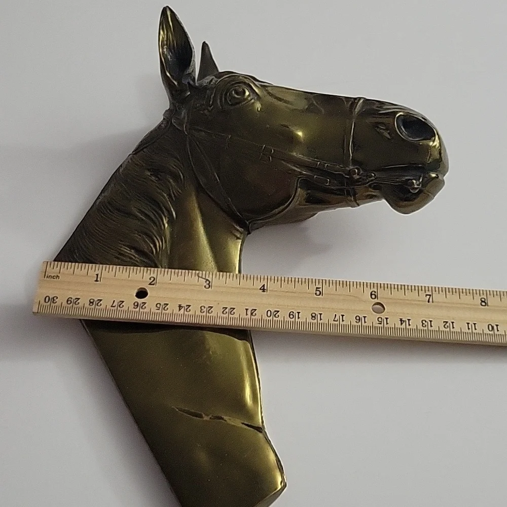 Vintage Brass Toned Thoroughbred Horse Relief 10